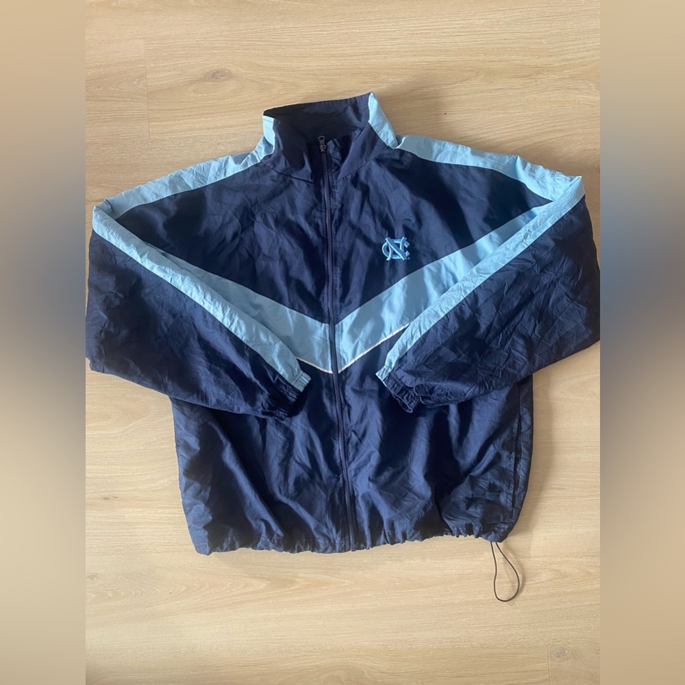 Men's Navy and Light Vintage Blue Nort Carolina Varsity Track Jacket Size L